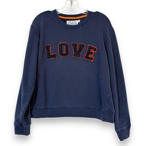Tory Burch Sport LOVE  Sweatshirt Blue Tennis Prep Y2K Patch Preppy Large